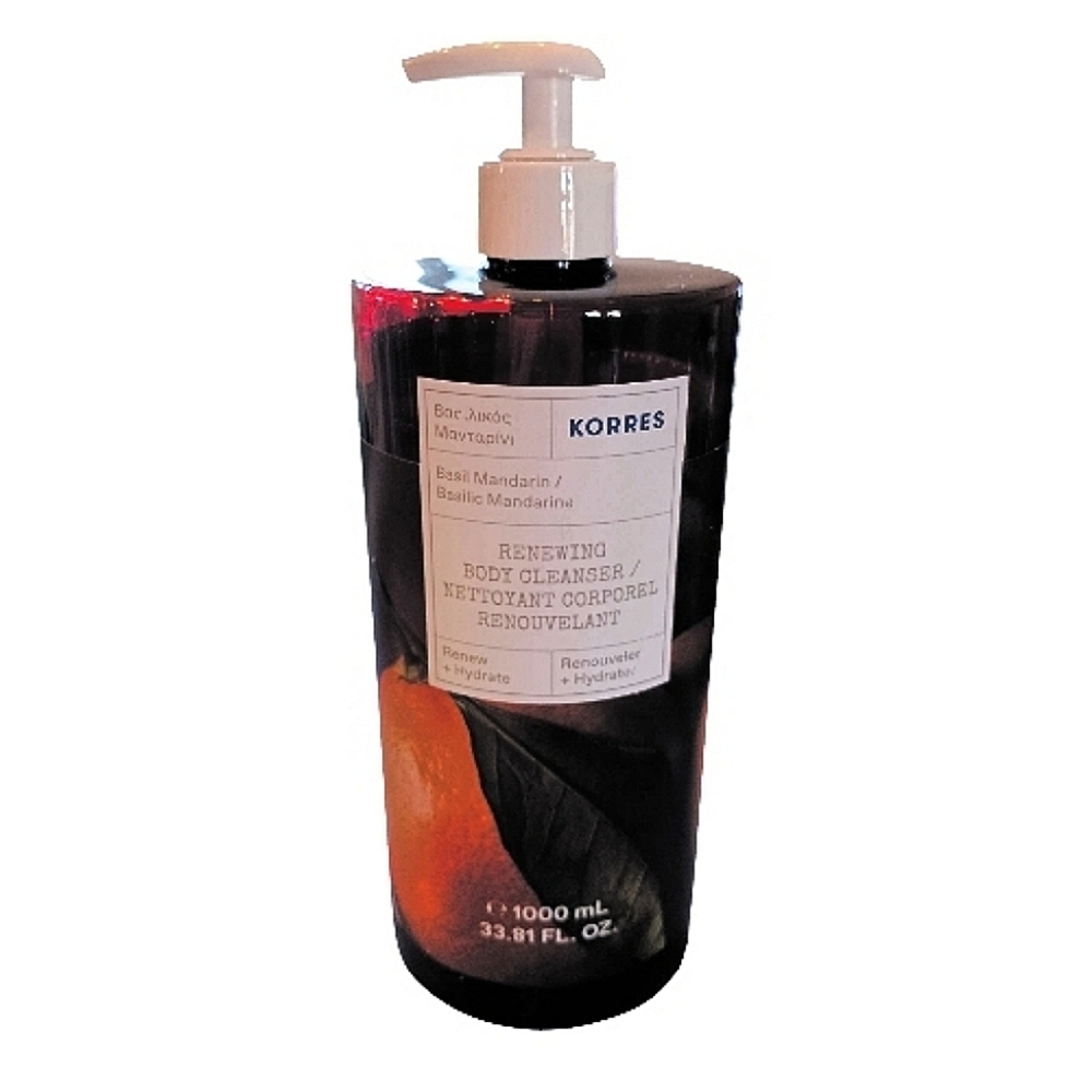 Korres Renewing Body Cleanser Basil Mandarin 33.81 fl oz 1000ml -Seal Is Broken